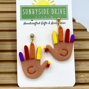 Turkey Hand Dangle Clay Earrings