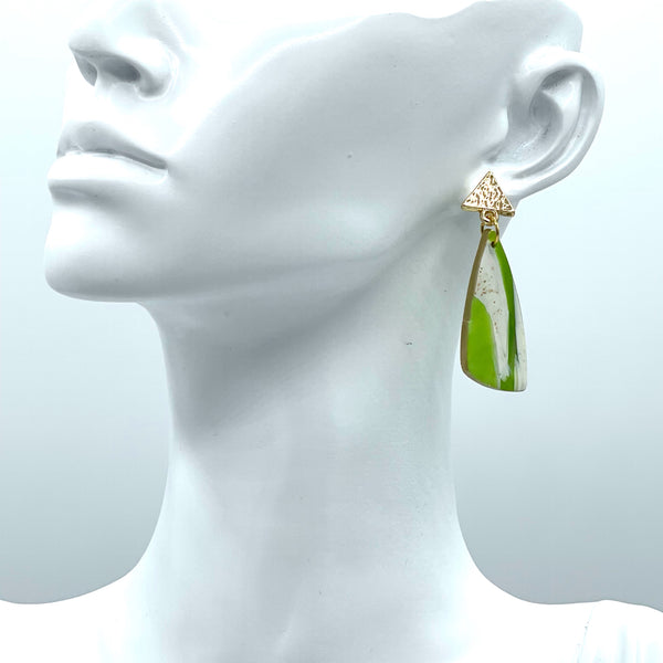 Green Marble Dagger Clay Earrings