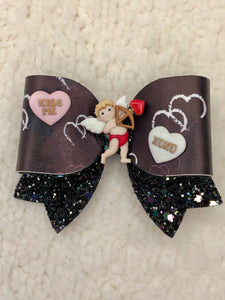 Cupid Black and White Valentine's Bow