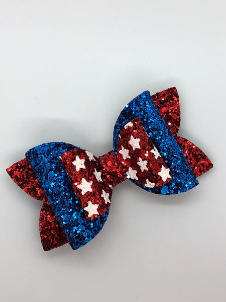 Assorted 3.5" Red, White & Blue Hair Bows