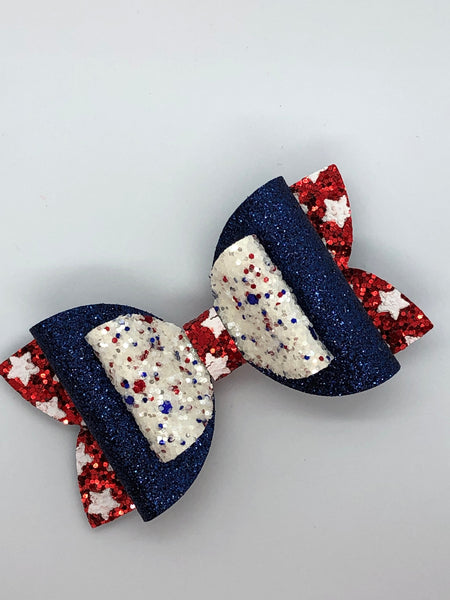 Assorted 3.5" Red, White & Blue Hair Bows