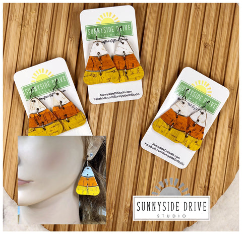 Candy Corn Lovers Leather Earrings
